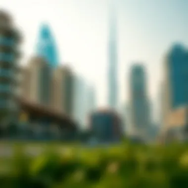 A modern skyline of Dubai with real estate developments