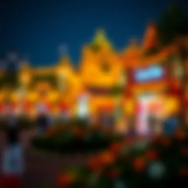 Vibrant night view of the Global Village attractions