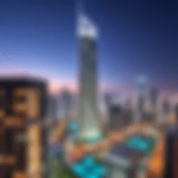 Panoramic view of Nassima Tower showcasing its modern architecture and skyline