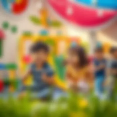Joyful Learning Environment A vibrant nursery playground showcasing children playing joyfully.