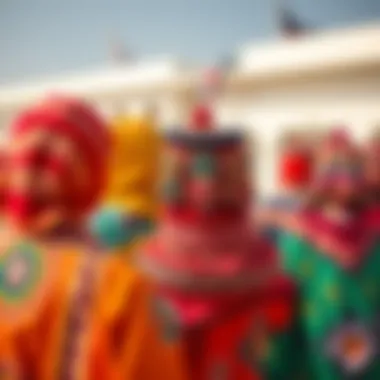 Vibrant colors and patterns of traditional garments from various Emirates