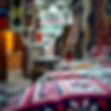 Traditional Carpets on Display A vibrant display of traditional carpets showcasing intricate designs and rich colors