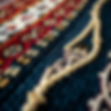 A close-up view of a unique carpet pattern, emphasizing the artistry and detail