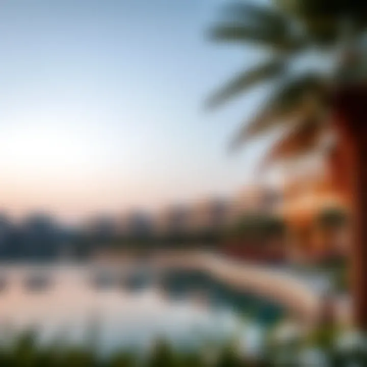 Luxury real estate developments near a picturesque lake in Dubai