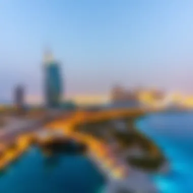 Scenic Views of Dubai Skyline from The Pointe The Pointe's scenic views of the iconic Dubai skyline