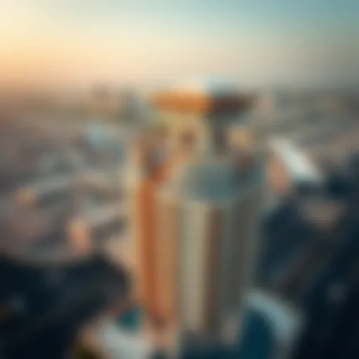 Aerial view of the Sukna Building showcasing its unique architectural design