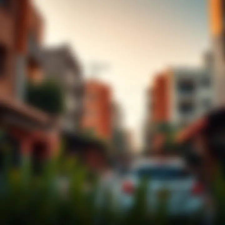 Vibrant neighborhood atmosphere surrounding studio apartments