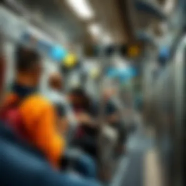 Commuters using Dubai Metro during peak hours