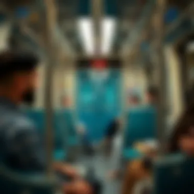 Passenger Experience on Dubai Metro Passengers enjoying a comfortable ride on the Dubai Metro